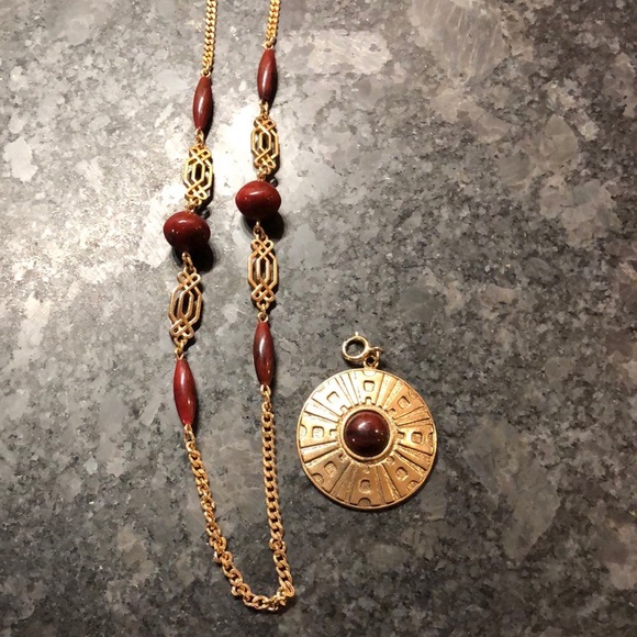 Sarah Coventry Jewelry - Sarah Coventry Red Catalan Bakelite Medallion